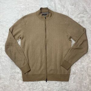 Daniel Hechter Knit Sweater Mens Sz M Cotton Full Zip Brown Tan